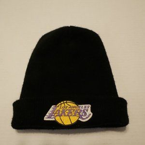 VINTAGE LOS ANGELES LAKERS BEANIE BLACK, PURPLE AND YELLOW ONE SIZE FITS MOST
